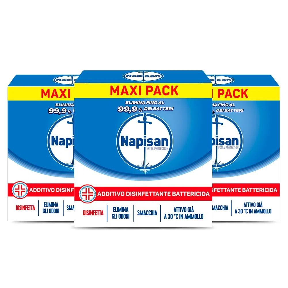 Napisan Additivo Lavatririce Igienizzante Extra Protection in Polvere 1100gr, 3 Confezioni da 1100gr di Additivo in Polvere Lavatrice