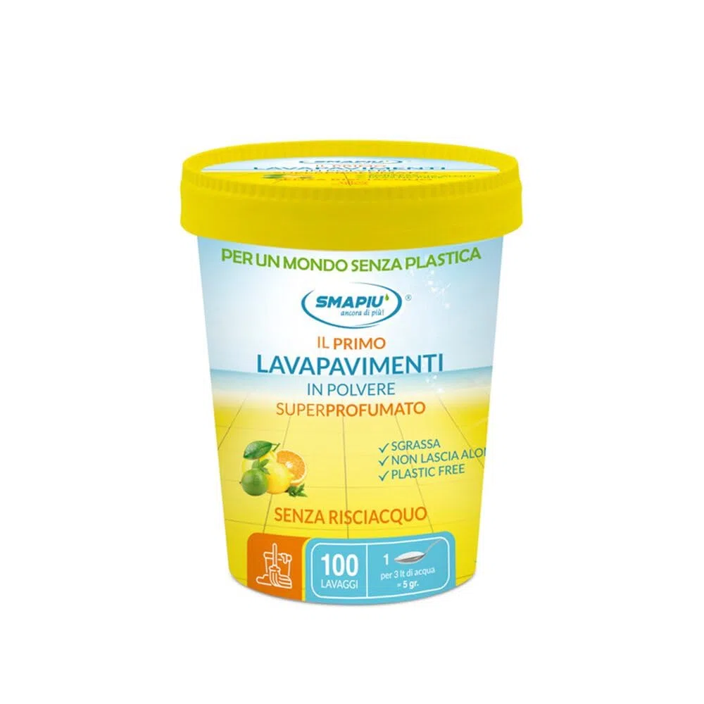 Smapiù - set pulizia eco - Ammorbidente in Polvere superprofumato 400gr + Lavapavimenti in Polvere agrumi 400gr + Percarbonato di Sodio Attivato Profumato 500gr. Confezioni in Cartone, plastic free.