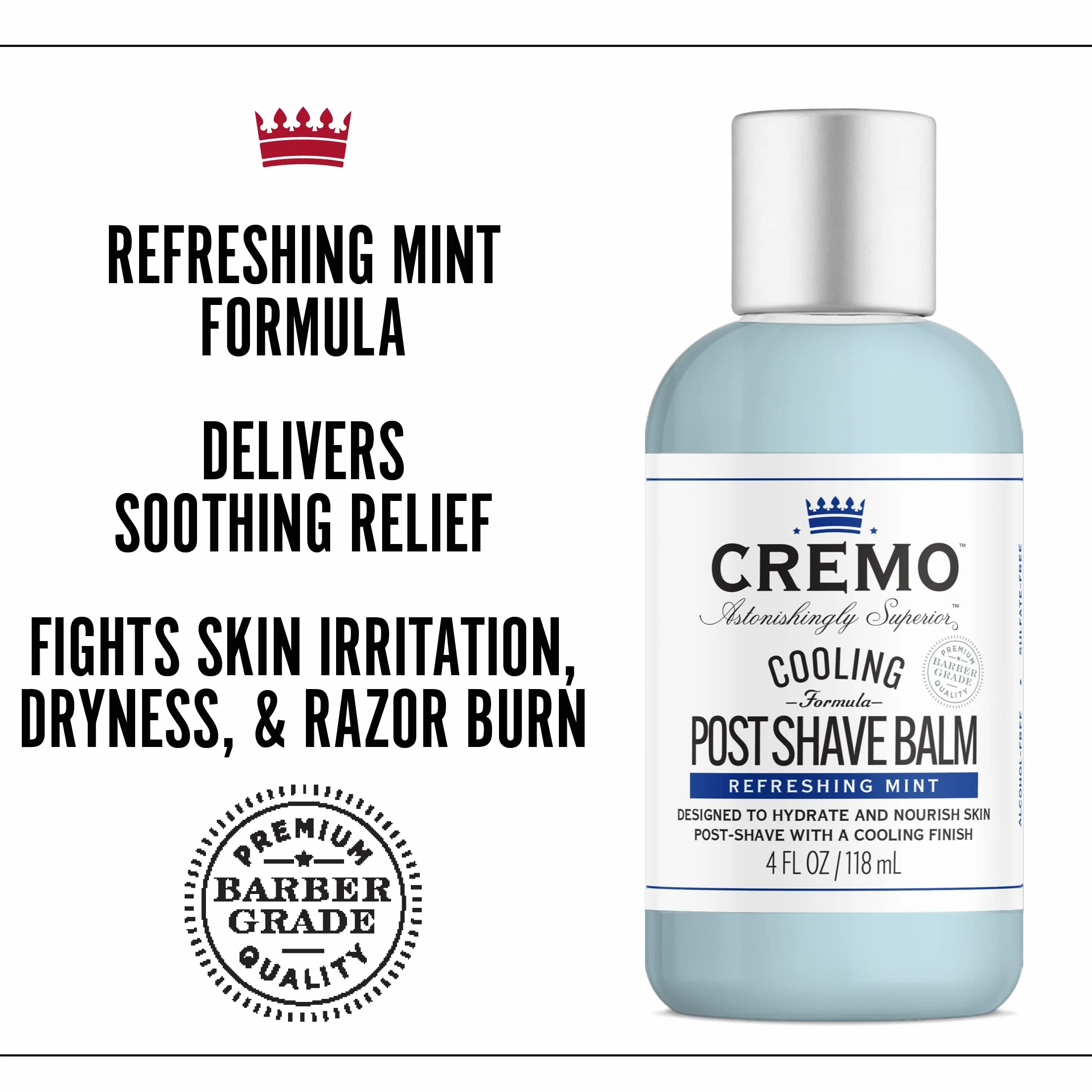 Cremo Cooling post Shave Balm per lenire, fresco e protegge la pelle da rasatura irritazione, secchezza e Razor Burn, 113,4 gram