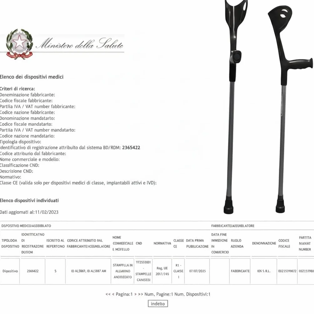 APP LIFE Stampelle Ortopediche (2 unità) Dispositivo Medico di Classe I Regolabili Leggere in Alluminio Anodizzato Coppia Stampella Ortopedica