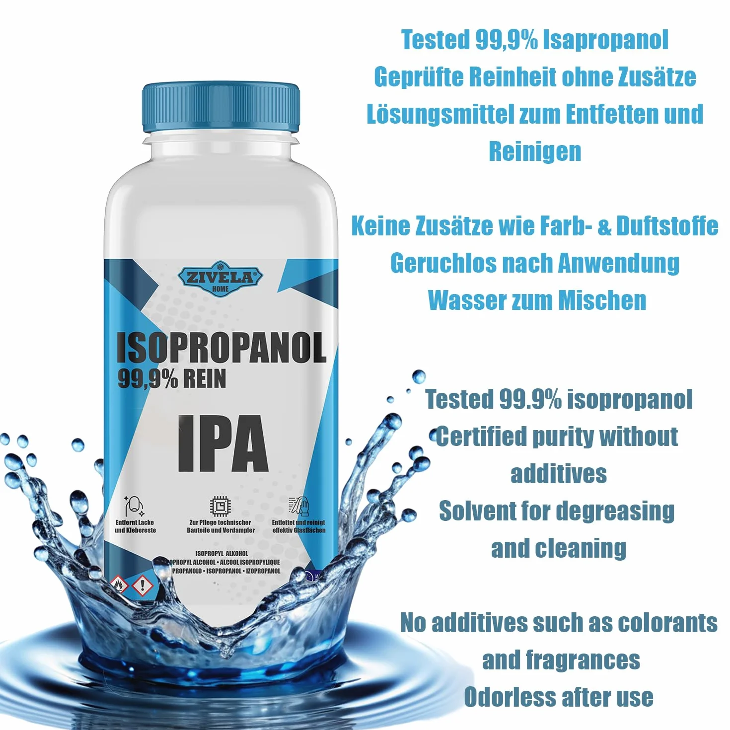 Isopropanolo 99,9% | 10 l isopropanolo | IPA 10L | isopropanolo per uso domestico ed elettronico | Lenti e schermi IPA