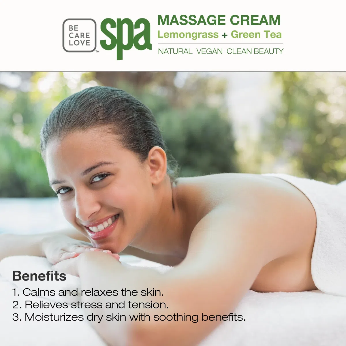 BCL Spa Lemongrass and Green Tea Massage Cream, 16 Ounce
