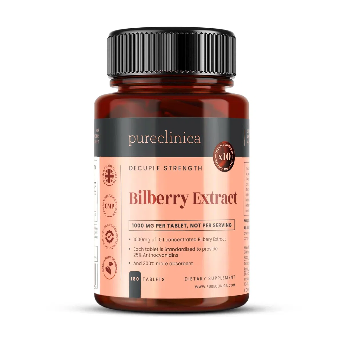 Estratto di mirtillo 10.000 mg x180 cpr-10 volte più antocianidine x compressa rispetto agli altri integratori-E 5 mg di estratto di pepe nero