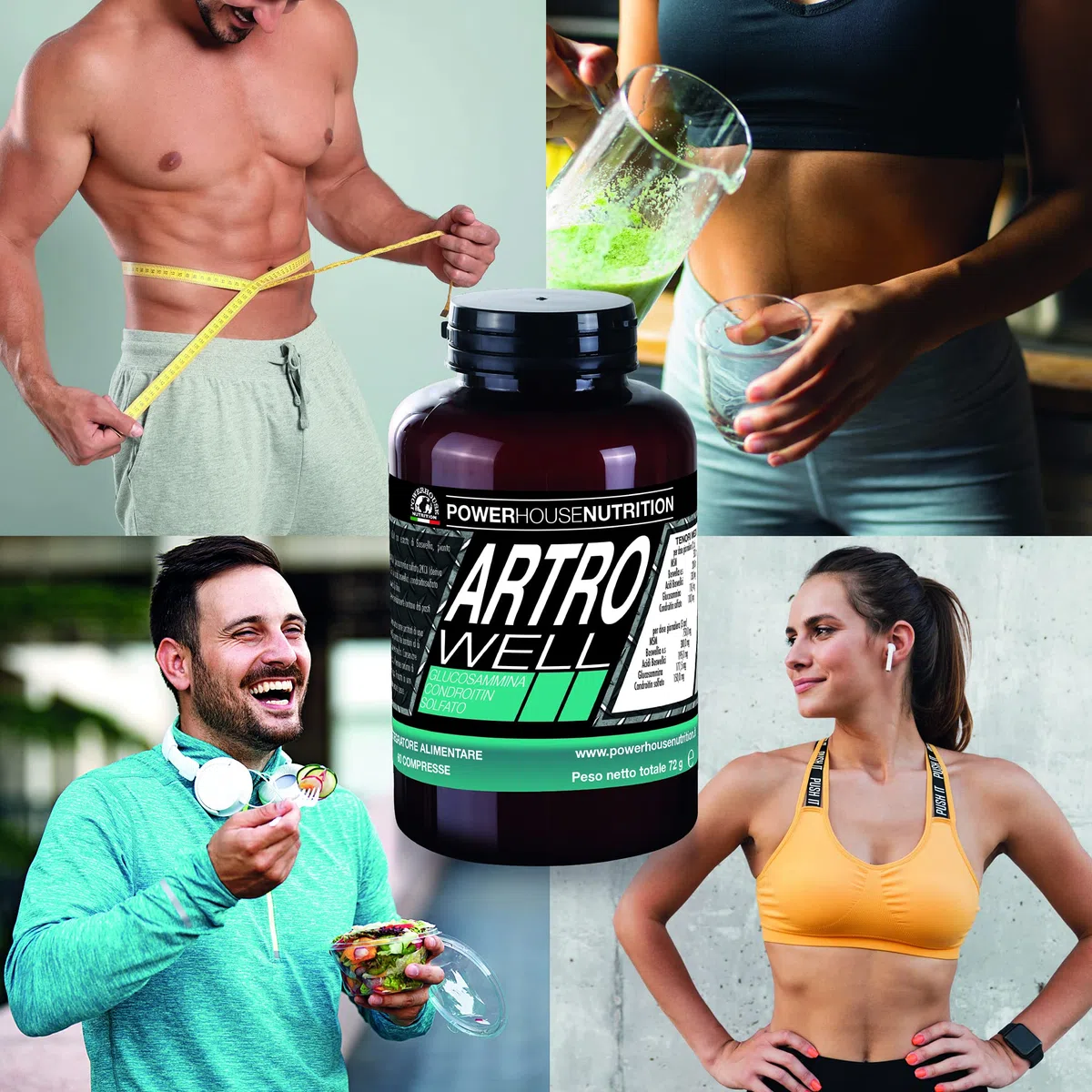 Glucosamina Condroitina MSM, Made in Italy, ARTROWELL Powerhouse Nutrition, Integratore Articolazioni & Cartilagine con Boswellia Serrata, Glucosamina Complex, Funzione Analgesica ed Antinfiammatoria