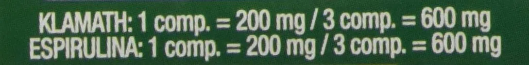 Santiveri Sa 48892 Alga Klamath con Alga Spirulina, Integratore Alimentare, 70 compresse