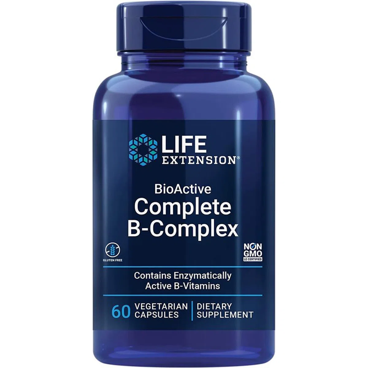 Life Extension, BioActive Complete B-Complex (Complesso Vitaminico B Completo), 60 Capsule vegane, Testato in Laboratorio, Vegetariano, Senza Glutine, Senza Soia, Non OGM