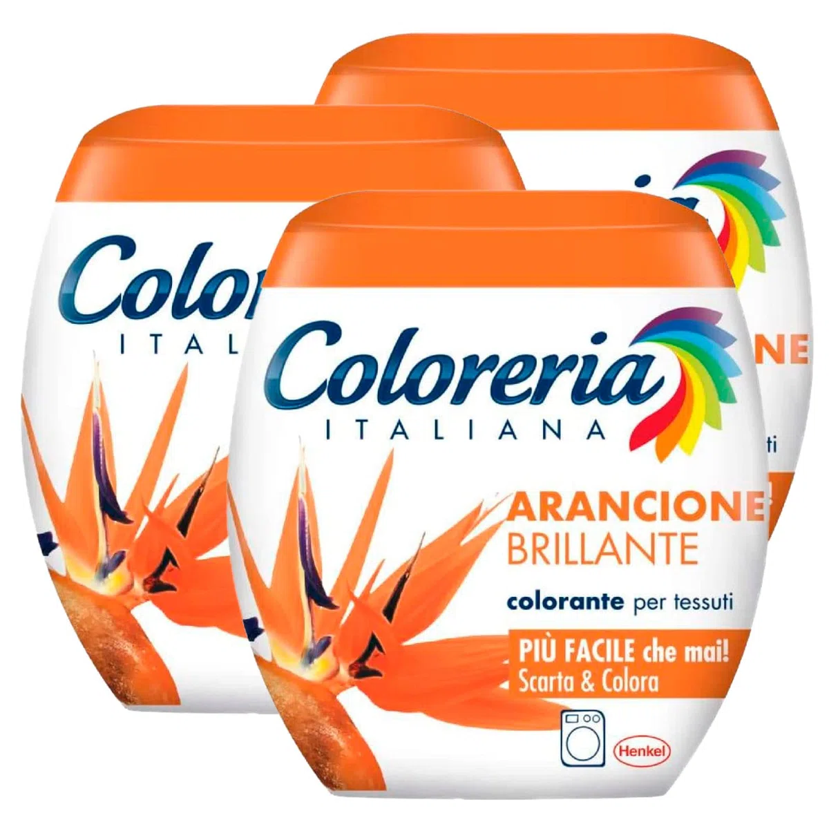 3x Coloreria Italiana Colorante per Tessuti in Lavatrice Colore Arancione Brillante Formula Tutto in Uno - 3 Confezioni Monodose da 350 g