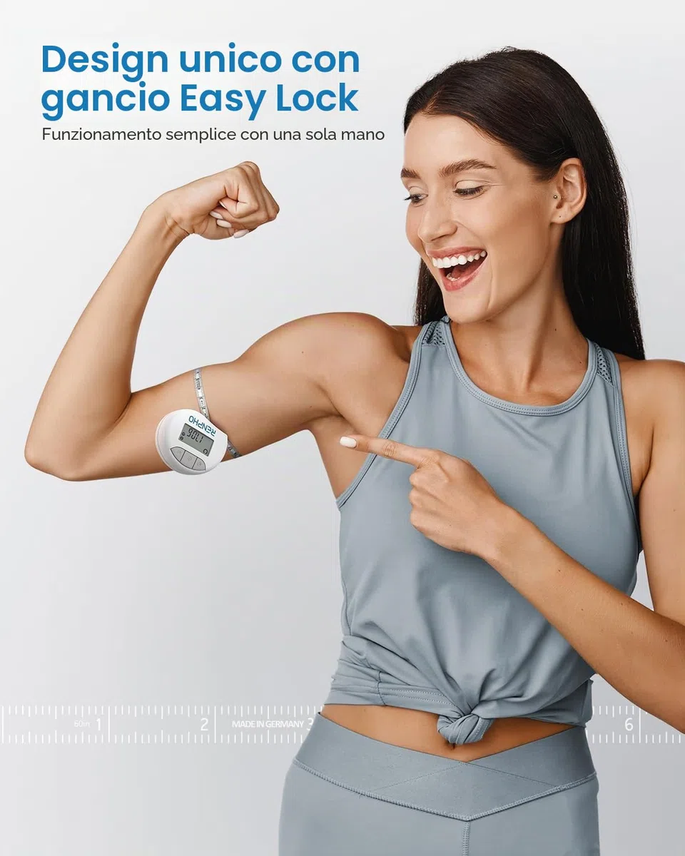 RENPHO Metro a Nastro Smart per Misurazione del Corpo con App Tramite Bluetooth, per Misurare Varie Circonferenze del Corpo, Aumento Muscolare, Risultati di Fitness e Bodybuilding, in Pollici e CM