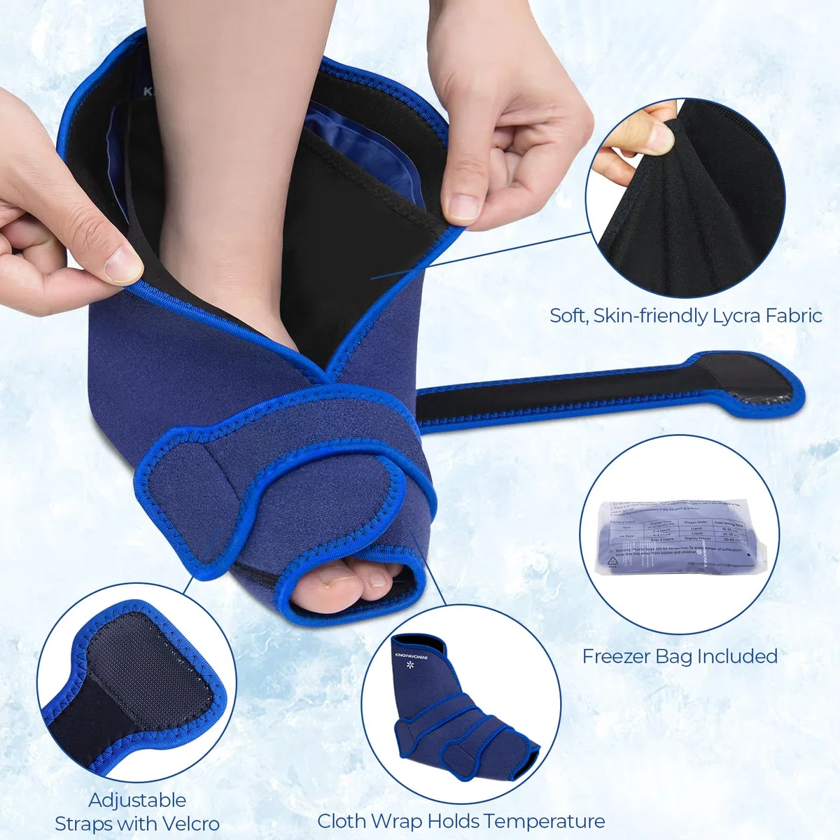 Impacco di ghiaccio per alleviare il dolore, impacchi freddi riutilizzabili in gel per lesioni, gonfiore, tendinite di Achille, fascite plantare, distorsioni alle caviglie e ai talloni, terapia del