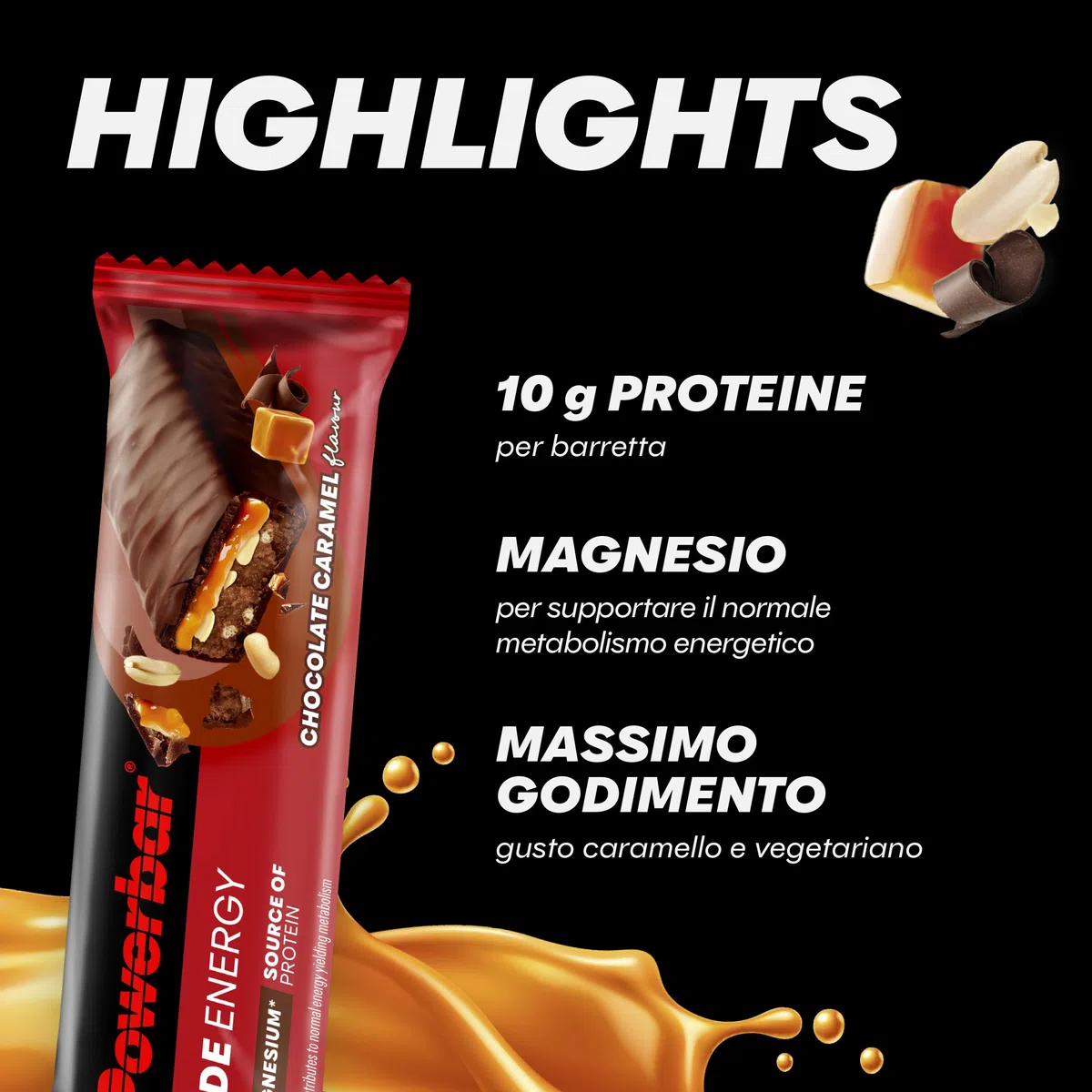 PowerBar Ride Energy Chocolate Caramel 18x55g - Barra Proteica di Carboidrati + Magnesio