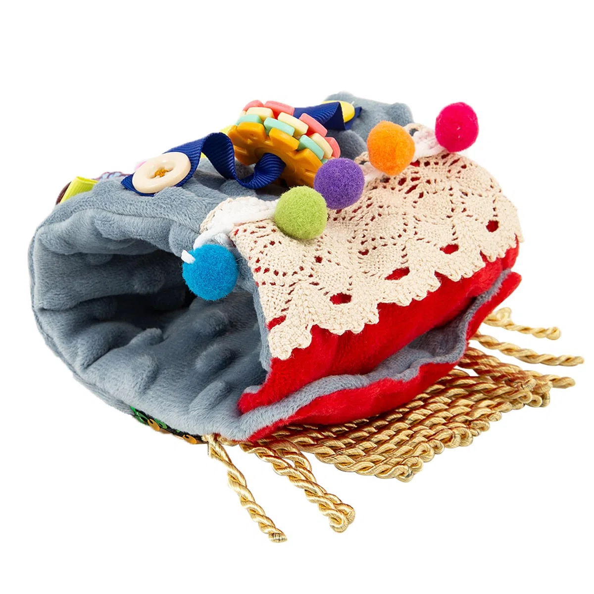 Coperta antistress per adulti, con demenza, giocattolo sensoriale per pazienti affetti da Alzheimer, sollievo dall'ansia, demenza autistica, cuscino sensoriale per braccio, da polso, per anziani (blu)
