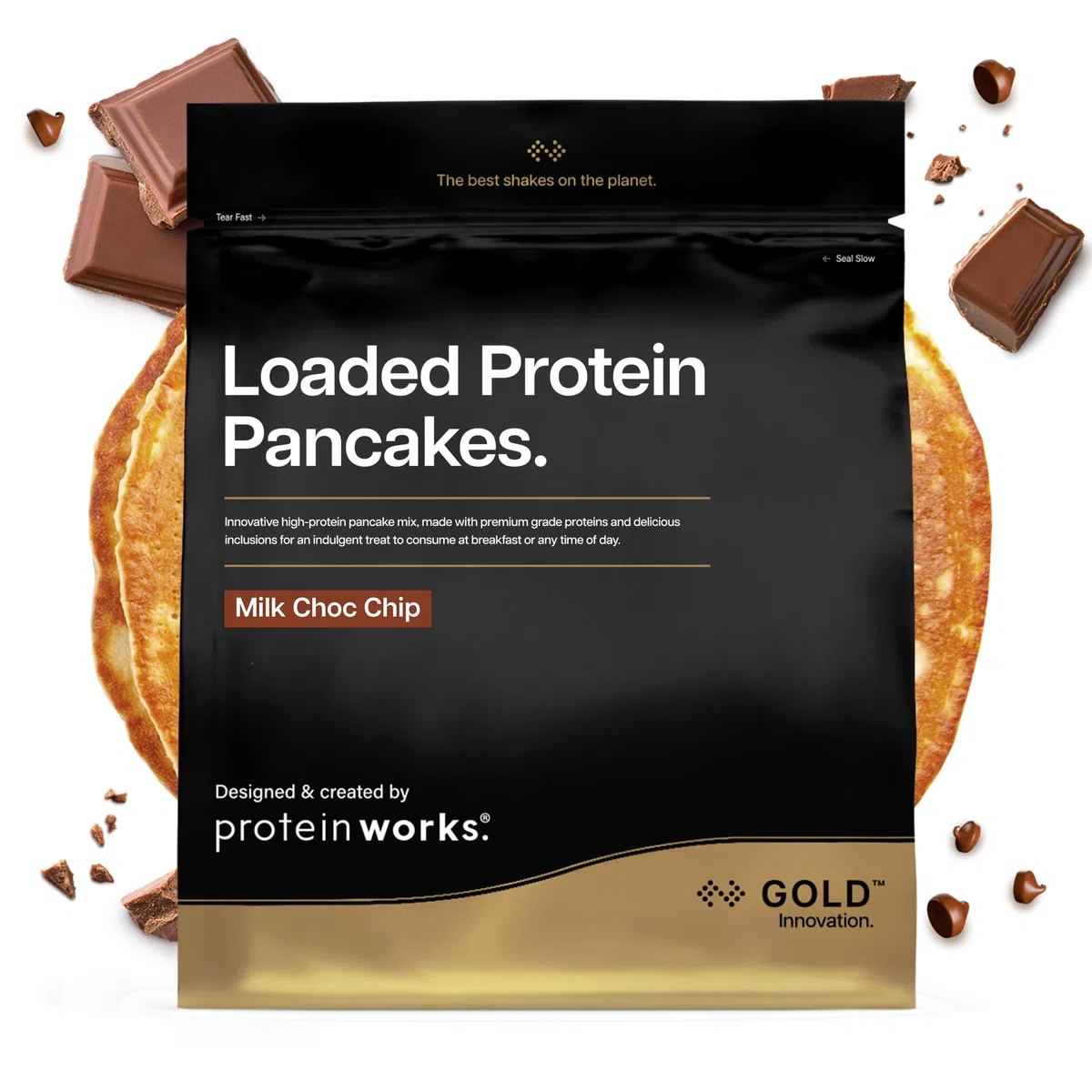 Preparato Per Pancake Proteici | Gocce di cioccolato al latte | Colazione Ad Alto Contenuto Proteico | Snack A Basso Contenuto Di Zucchero | Facile E Veloce Da Realizzare | Protein Works | 500g