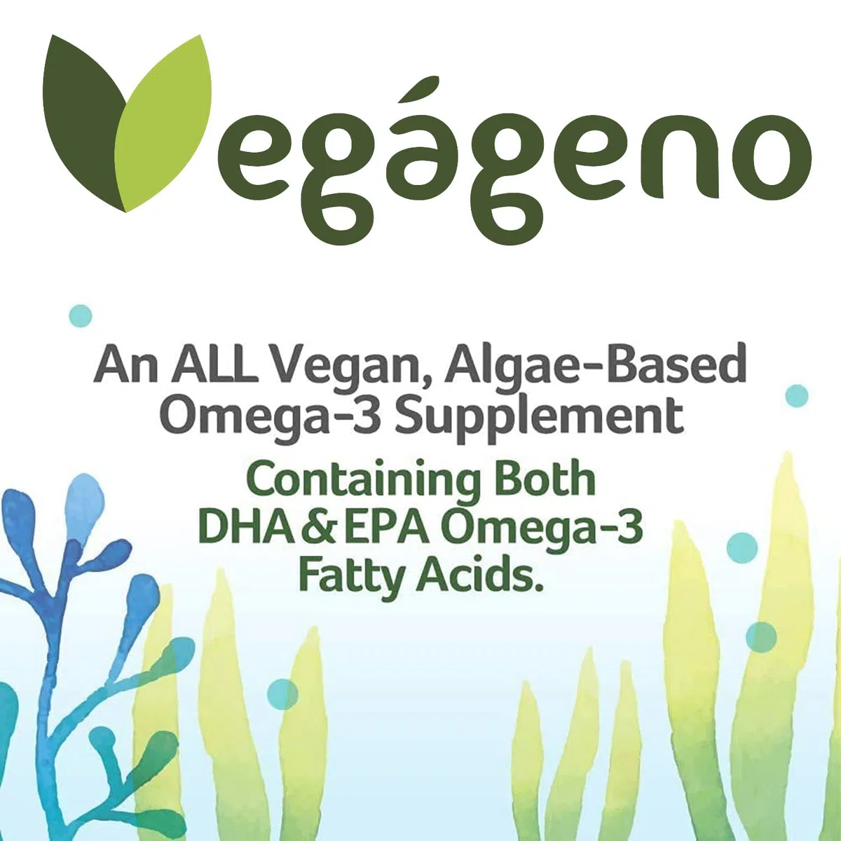 VEGAGENO Omega 3 Vegan – Olio di alghe 2000 mg di origine vegetale con 600 mg di DHA e 300 mg di EPA per dose giornaliera – 120 capsule – Senza glutine – Non OGM – In forma di Trigliceride