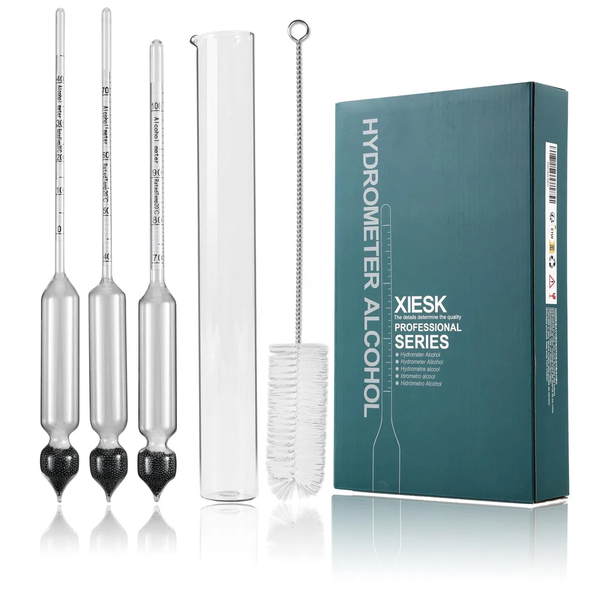 Alcolometro 0 – 100 VOL% per alcol, distillati, whisky, vodka ecc, per test di alto contenuto alcolico, incl. Messylinder & istruzioni (lingua italiana non garantita)
