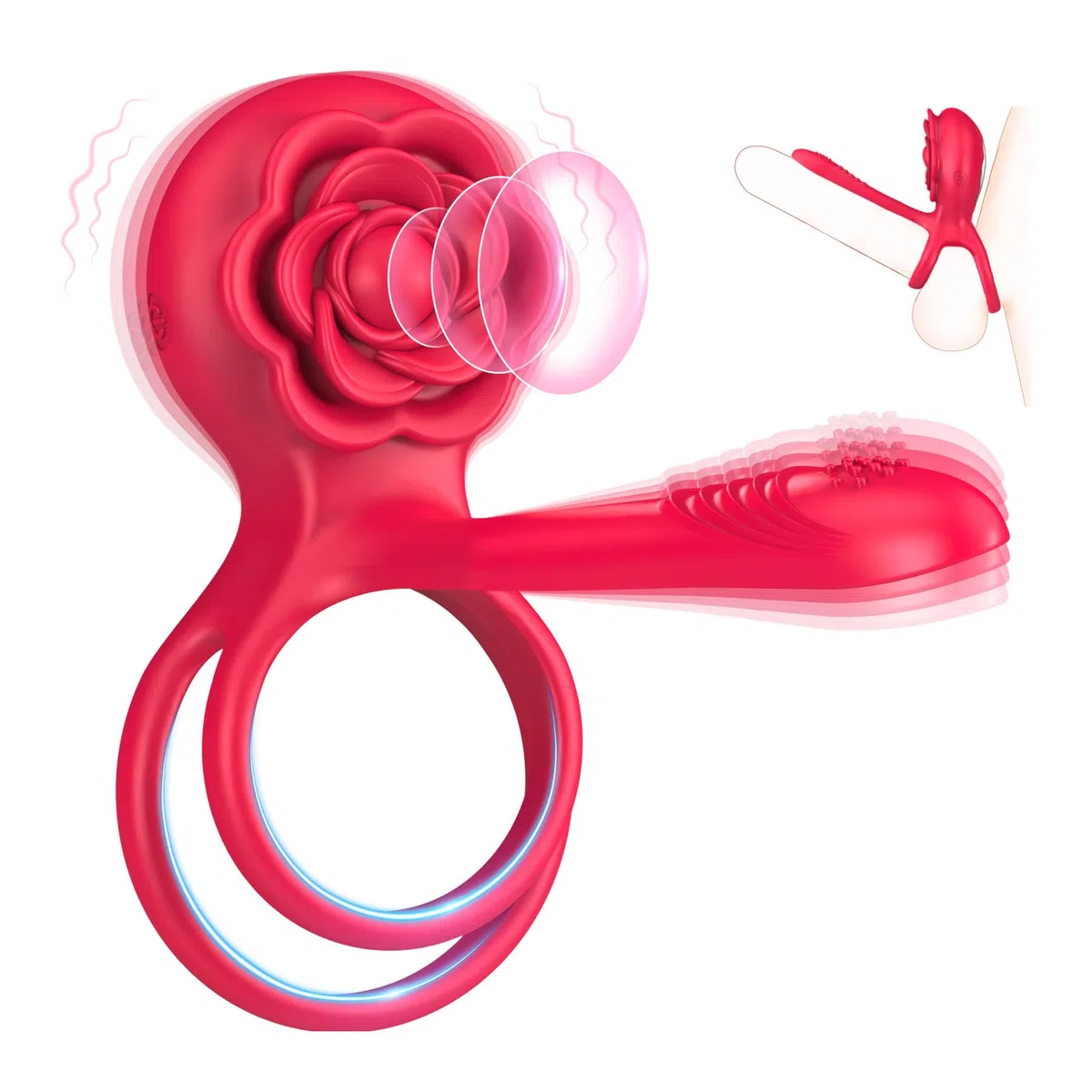 Anello Vibrante per il Pene Sex Toys - 3 en 1 Vibratoreper Uomo con 6 Cockrings Sex Toysper per Uomini Vibratori Clidoride Donna con 10 Modalità Sexy Toys Coppia Vibratore Sexitoi Uomo per Erezione