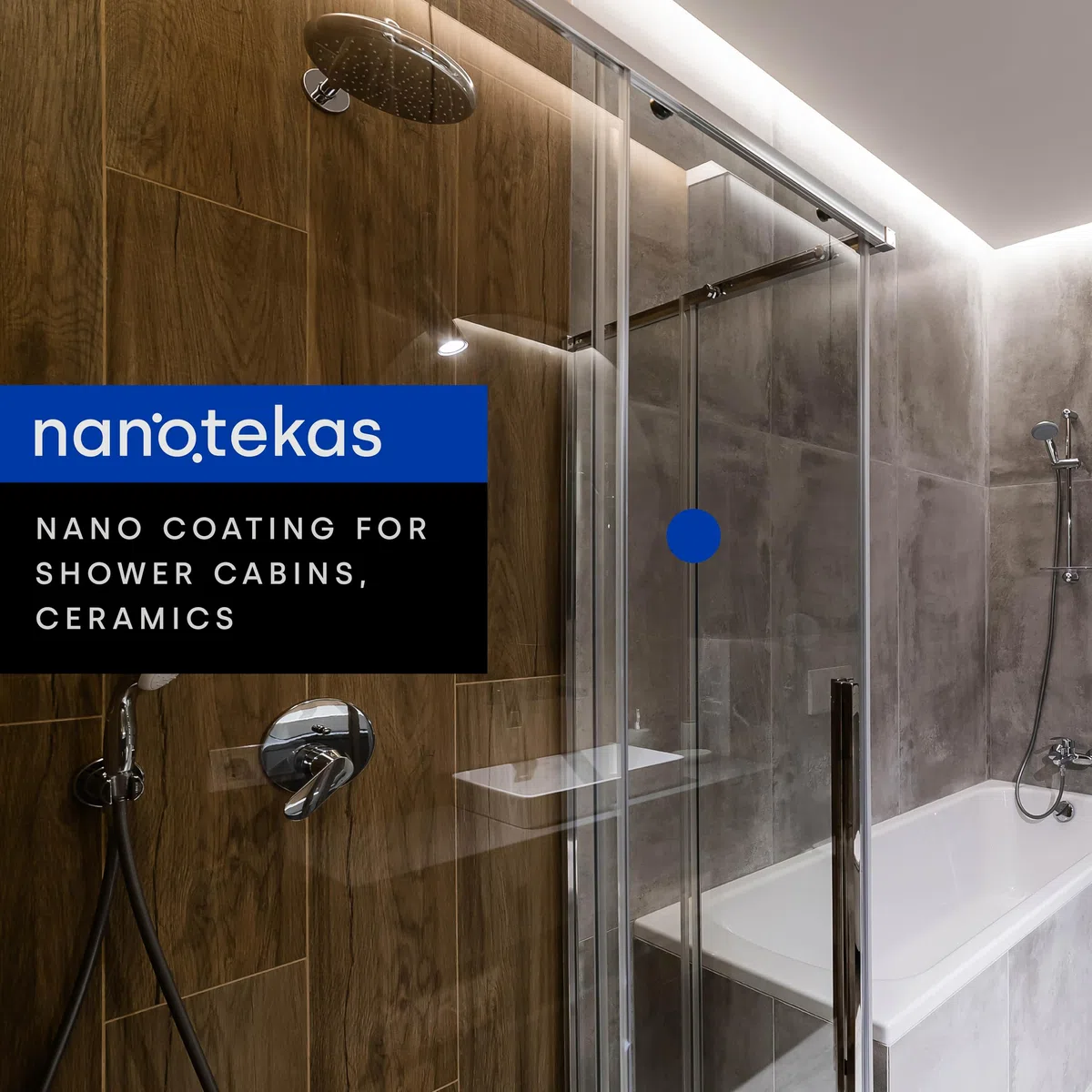 Kit Nano Glass Coating 2 in 1 - Vetro doccia e protezione in ceramica. Spray per porte doccia - Protezione contro residui di sapone e macchie di acqua dura
