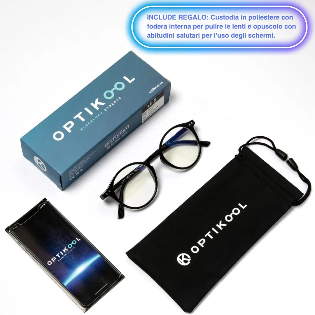 occhiali luce blu - unisex - Antiriflesso, Flessibili, Leggere - occhiali anti luce blu - blue light glasses - Benessere digitale - ROTONDA.