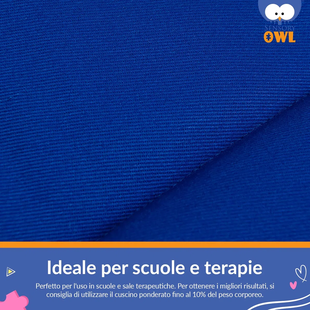 Cuscino Ponderato per Ginocchia Cuscino con Peso Sensoriale Terapeutico in Cotone Sollievo dallo Stress 30 x 40 cm 2 kg Blu