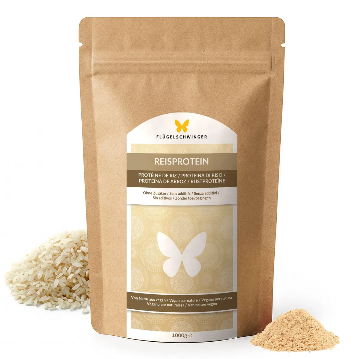 1 kg proteine di riso con 84,4% di proteine, senza additivi, naturalmente vegano, senza lattosio e senza soia (1000 g)