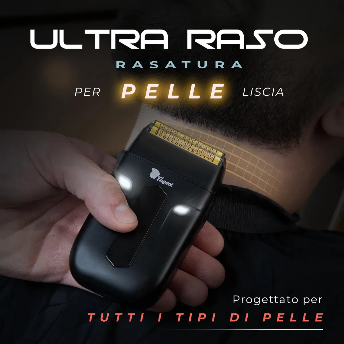 Fagaci Rasoio a Lamina con Rasatura Precisa, Electric Shaver Senza Irritazioni, Rasoio Barba Uomo Elettrico con 8500 giri/min ad Alta Coppia, Shaver Elettrico Barba e Capelli Facile da Pulire