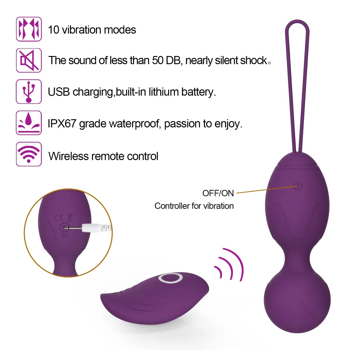 Palline Per il Pavimento Pelvico Set - 2 in 1 Massager Ben Wa per principianti Upgradeed Silicone Wireless Remote Control ricaricabile Pavimento pelvico Esercizio