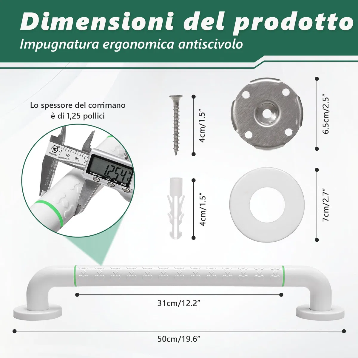 2 x 50 cm Maniglia per doccia – Maniglia in acciaio inox