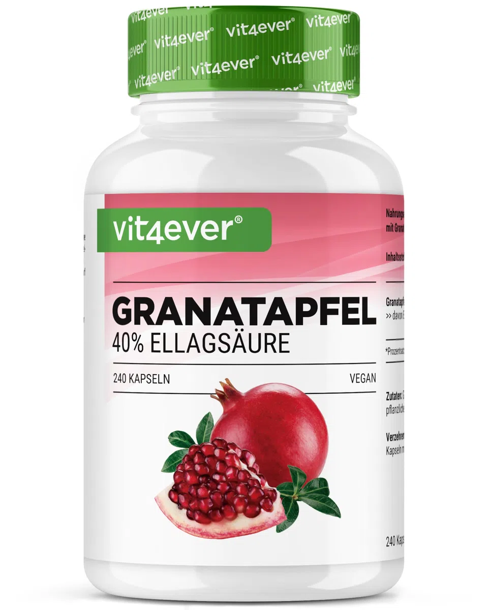 Estratto di melograno - 240 capsule vegane - Estratto naturale di qualità superiore con il 40% di acido ellagico - Dose elevata - Vegan