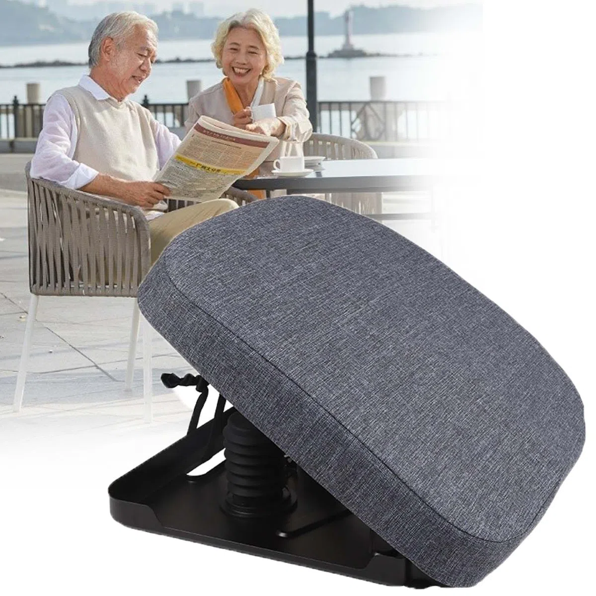Cuscino di sollevamento della sedia per anziani, cuscino di supporto per seggiolino, supporto portatile fino a 150 kg, per anziani e disabili o disabili