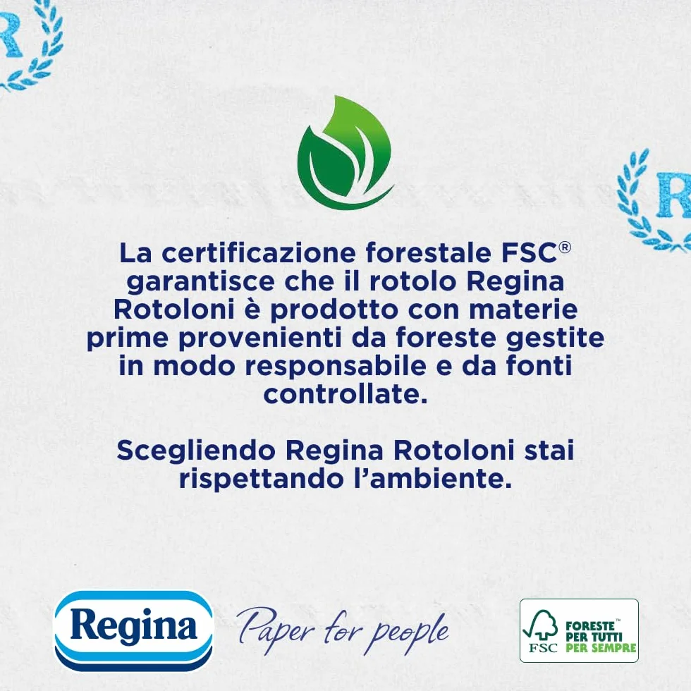 Rotoloni Regina - 84 Maxi Rotoli di Carta Igienica, 500 Fogli a 2 Veli, Lunghi Più del Doppio dei Normali Rotoli, Confezione 50% in Plastica Riciclata, Carta 100% Certificata FSC