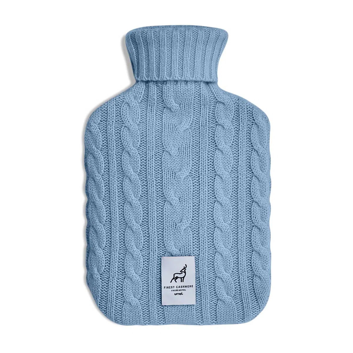 UMOI Borsa dell'acqua calda ecologica in lana di cashmere, di lusso, testata TÜV Rheinland, 2 litri (struttura chiara), Celeste