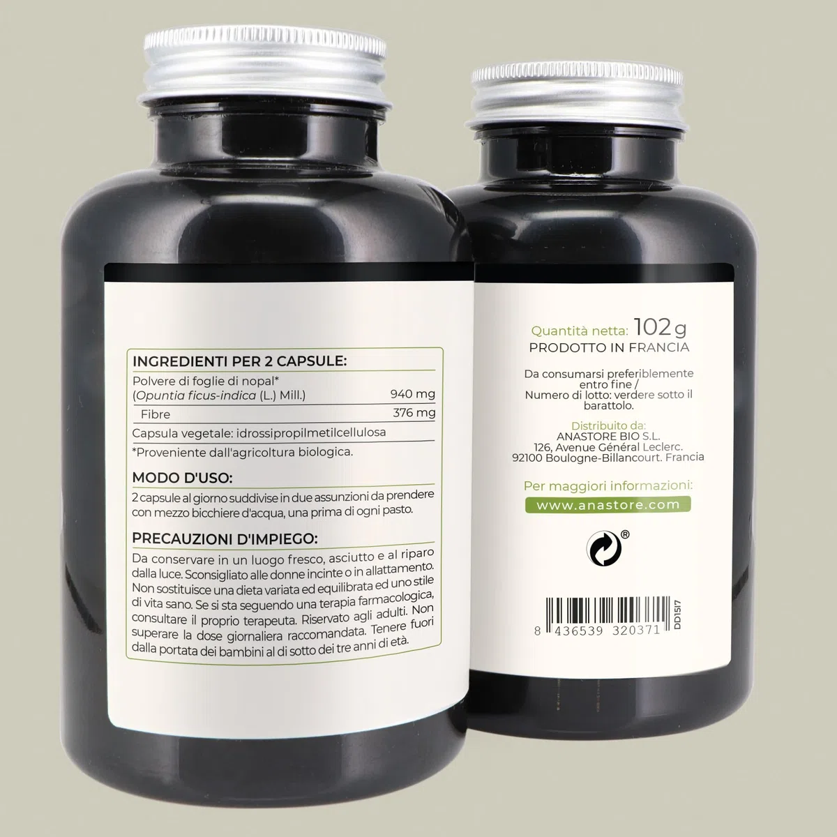 NOPAL BIOLOGICO * 470 mg / 180 capsule * Cardiovascolare (glucosa), Digestione, Peso (bruciagrassi, dimagrimento, fame)