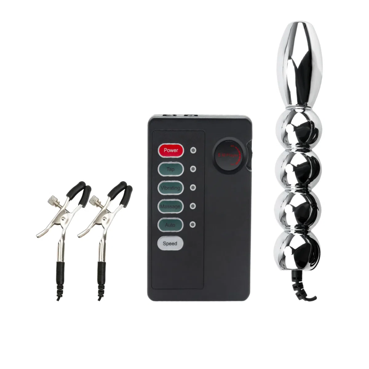 Elettrostimolazione Pinze Capezzoli Shock Elettrico Plug Anale-Dilatatore | Massaggiatore Prostatico Elettrostimolazione Host elettrico a doppia uscita SM Adulti Sex Toys per Donne Uomini e Coppie