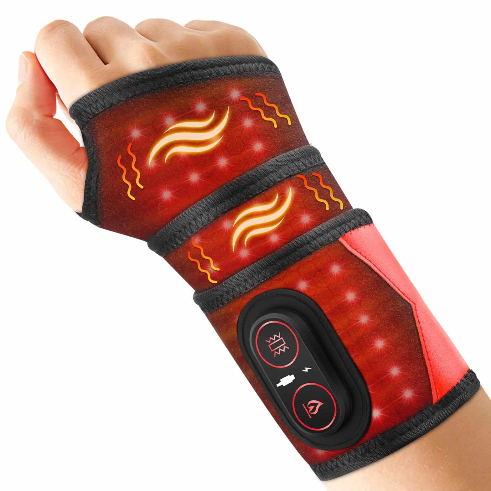 Fascia Riscaldante Per Polso Senza Fili Con Vibrazione, Tutore Riscaldante Per Polso Portatile Con Luce Rossa 660nm, 3 Livelli Riscaldamento, 3 Modalità Vibrazione E Batteria 3000mAh, Lunghezza 69cm