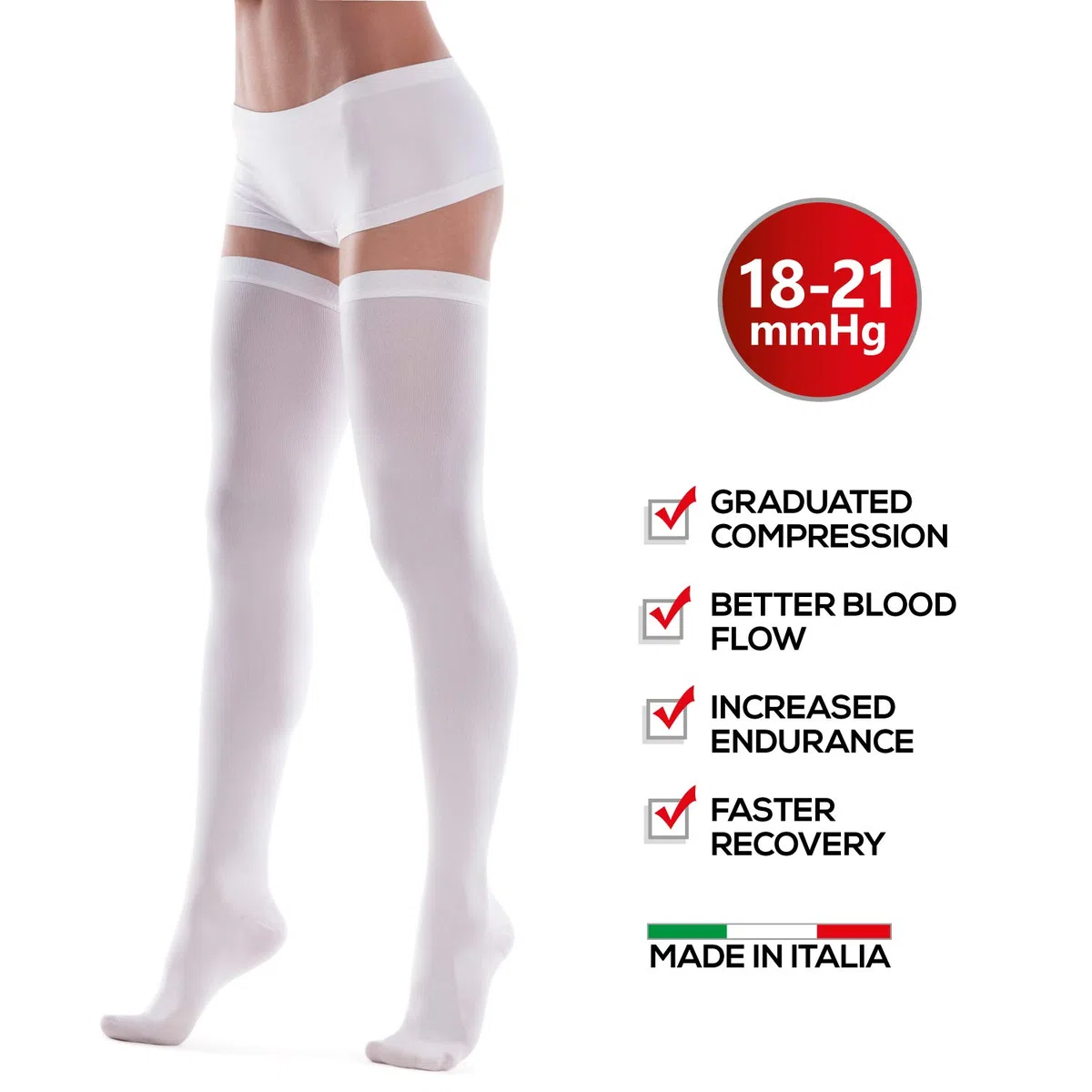 Calze Autoreggenti Antitrombo- calze antiembolismo -compressione 18-21 mmHg- Post-Parto e Post-Operatorie Antitrombosi