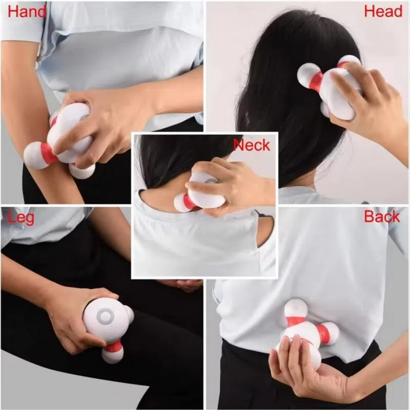 Mini massaggiatore manuale con vibrazione per corpo con luce a LED per testa, collo, schiena, braccia, spalle e dolore