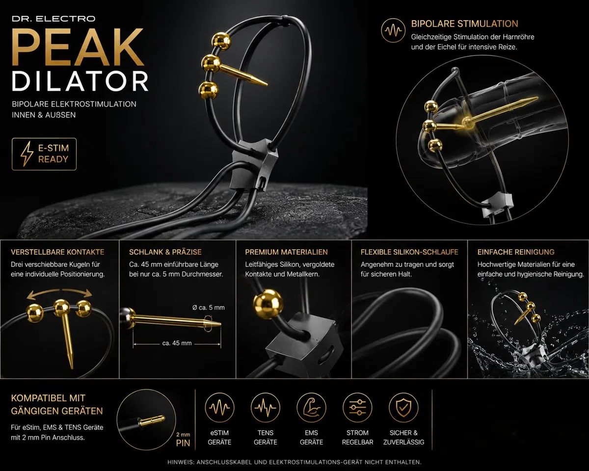 Dr. Electro ESTIM Dilator cinturino da polso, Harn alla Plug con silicone cinturino da polso, per elettrostimulazione lation, Gold