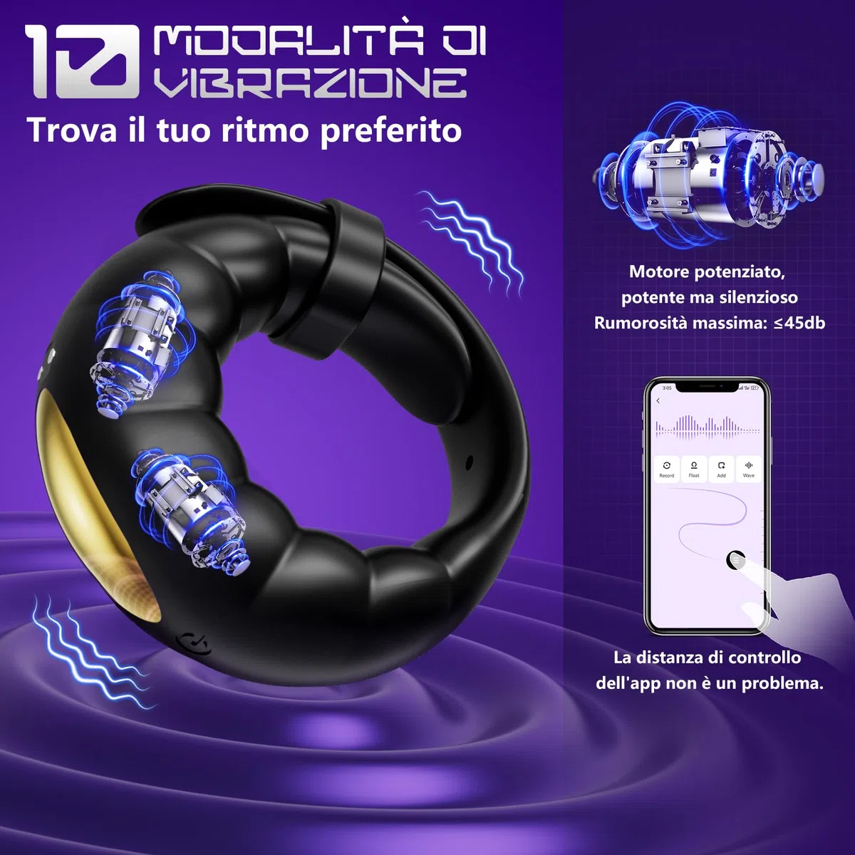 Anello Vibrante per Lei e Lui Sex Toys Uomo -Sexytoysys Coppia con App 10 Modalità Vibrazione & Fibbia Regolabile,Vibratore Clitoride Anello Pene Cock Ring Giochi Erotiici Coppie Sexytoysys Uomo Donna