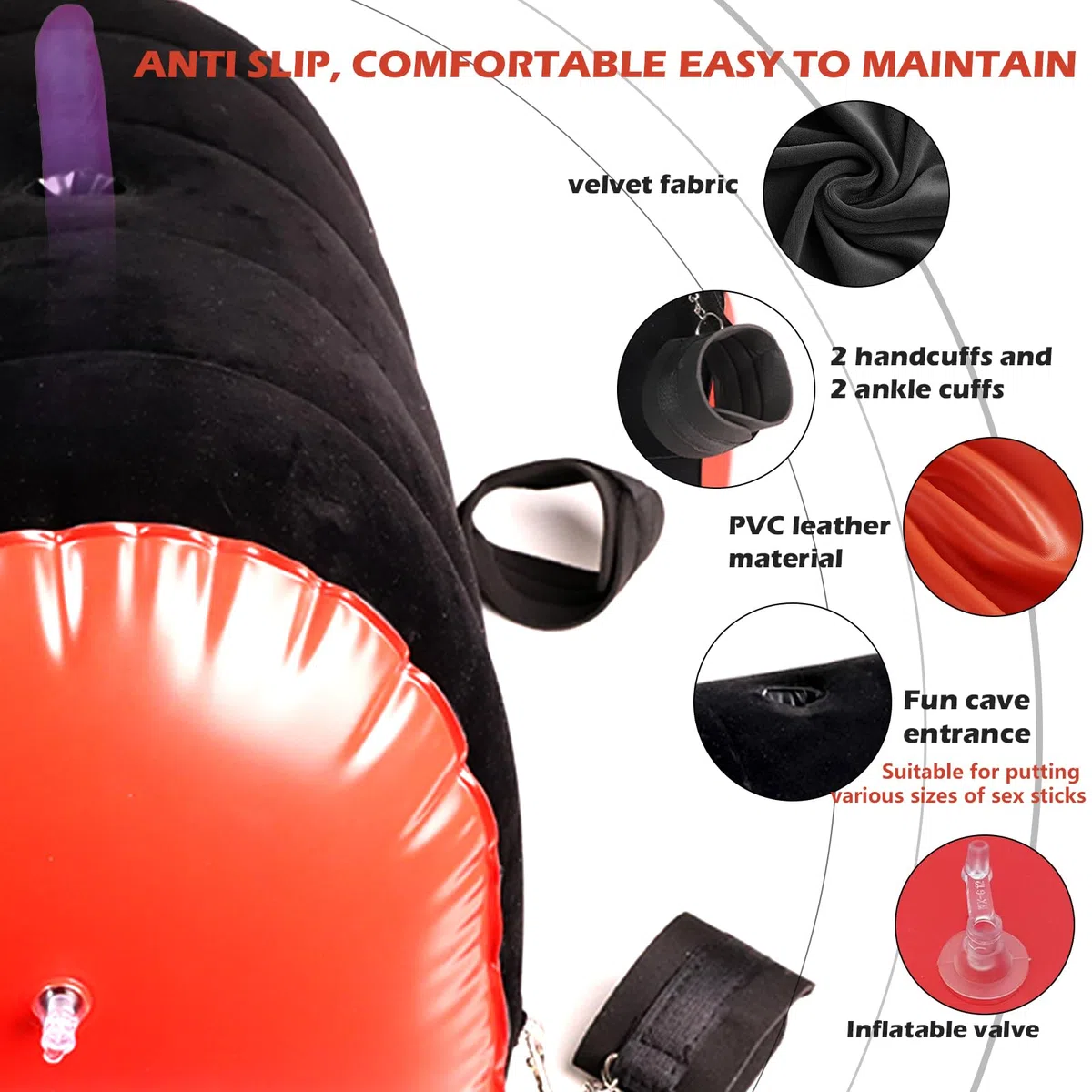 Cuscino BDSM, kit di legami con manette per polsi e cosce, mobili sessuali innovativi per donne e coppie, cuscino gonfiabile, giocattoli del sesso