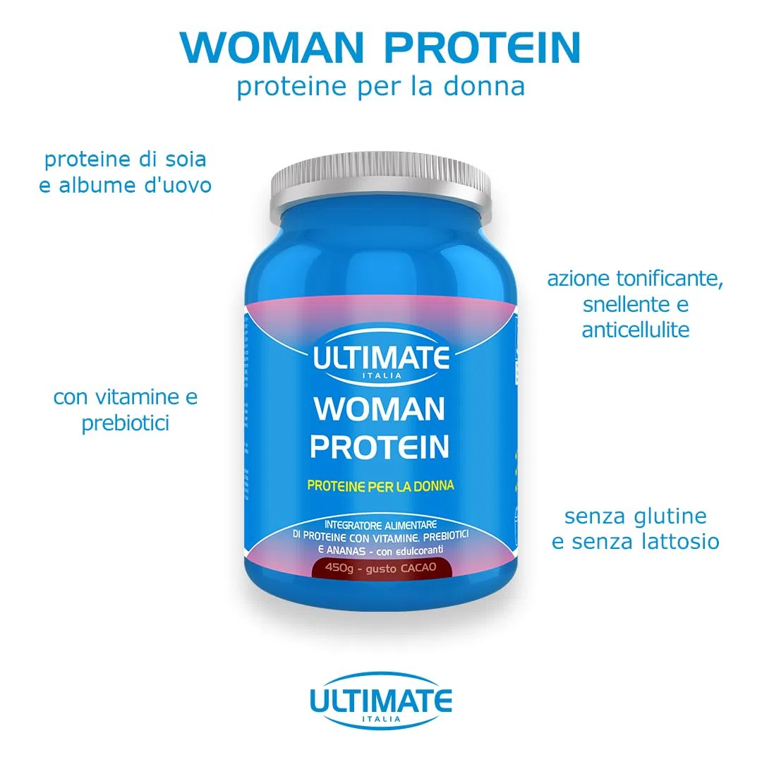 Ultimate Italia - Woman Protein proteine specifiche per donne - 450g - cacao - proteine di soia e albume d'uovo