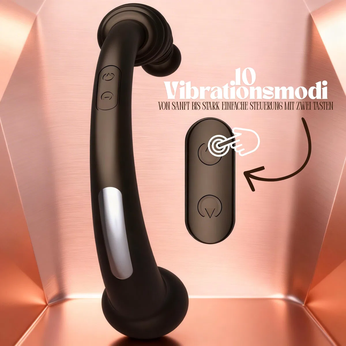 Fops Vibratore Strap-on Doppio– Dildo Doppio 35 cm per Coppie e Solo, 10 Modalità di Vibrazione, Perle & Sfera Grande (Ø 4cm), Silicone Medico Premium, Ricaricabile USB, Impermeabile A145
