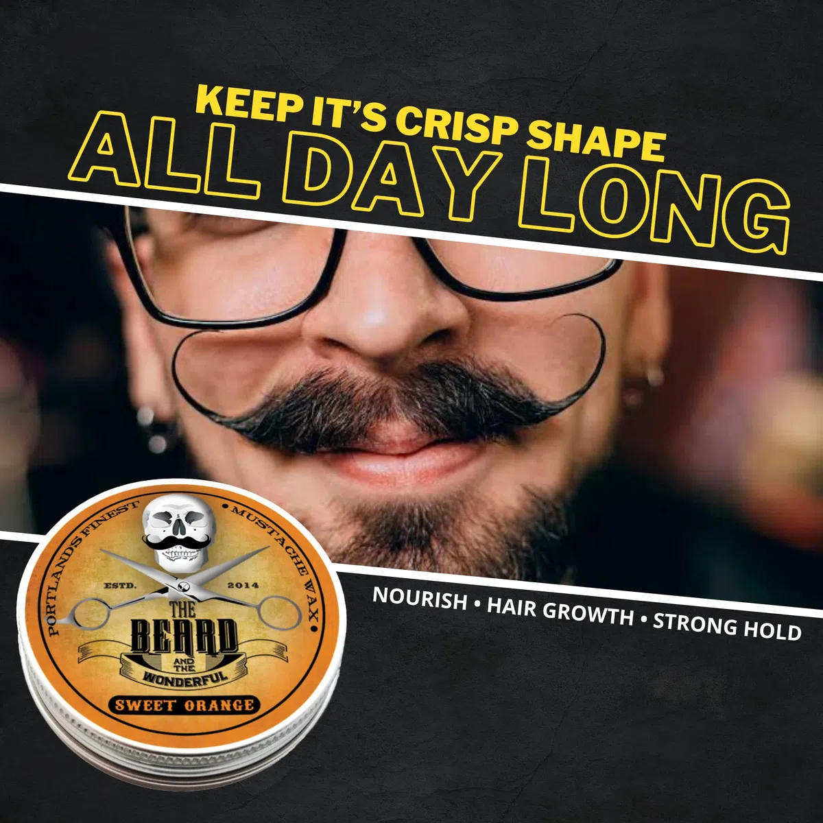 Cera per baffi e barba, 15 ml, pettine tascabile, favorisce la crescita dei peli del viso, ideale per lo styling della barba per gli uomini con ingredienti naturali, tenuta forte e cera al profumo di