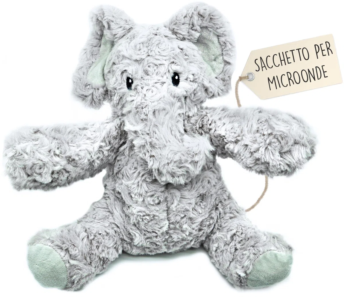 Peluche Riscaldabile al Microonde (23 cm) - Morbido e Caldo, Ideale per Alleviare le Coliche nei Neonati - Elefante di Peluche da Abbracciare e Dormire - Sacchetto di Semi Estraibile