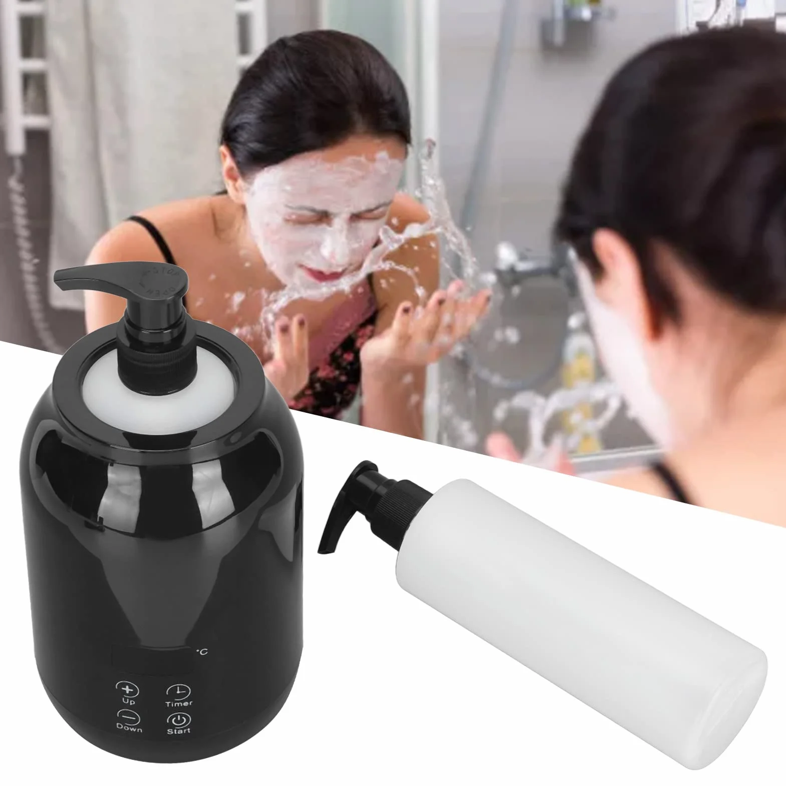 Riscaldatore per Oli Essenziali, Display a LED, Regolazione della Temperatura, Scaldaolio con Due Dispenser per Bottiglie di Olio, Scaldabottiglie per Olio da Massaggio (Spina