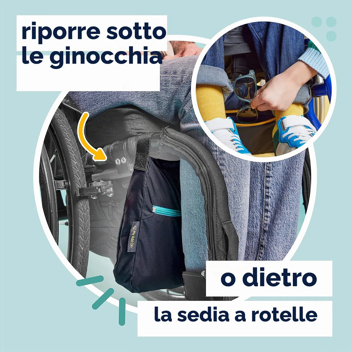 myBlanket Coperta per Sedia a Rotelle Estate - Coprugambe Impermeabile al Vento e alla Pioggia, Leggera e Compatta per Utenti di Sedie a Rotelle Manuali ed Elettriche - Cotone (S-M)