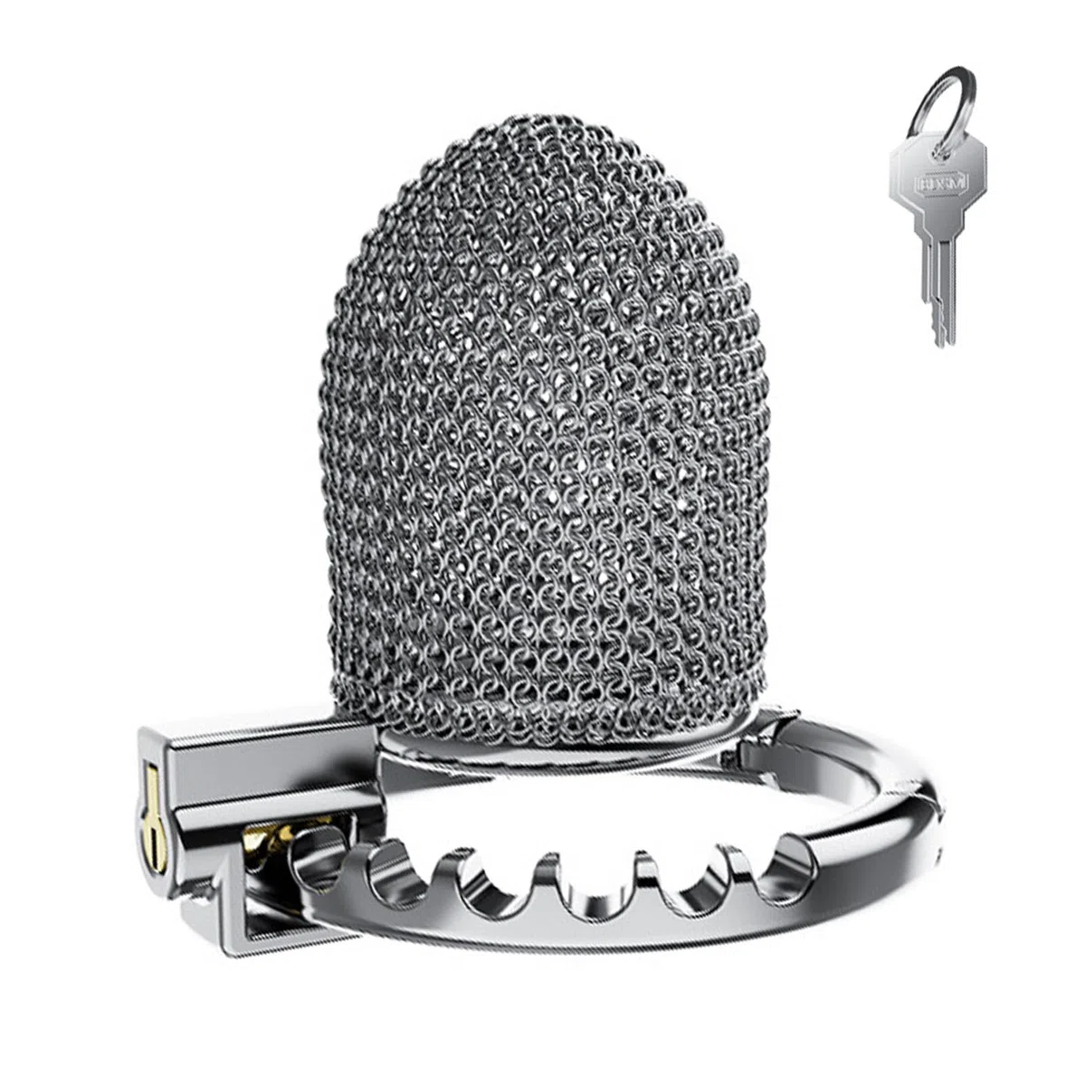 BDSMYEE Gabbia per pene regolabile in metallo, Gabbia di castità in cotta di maglia, Gabbia di castità maschile, Cintura di castità per uomini, Gabbia di castità, Gabbia per pene (Corto)