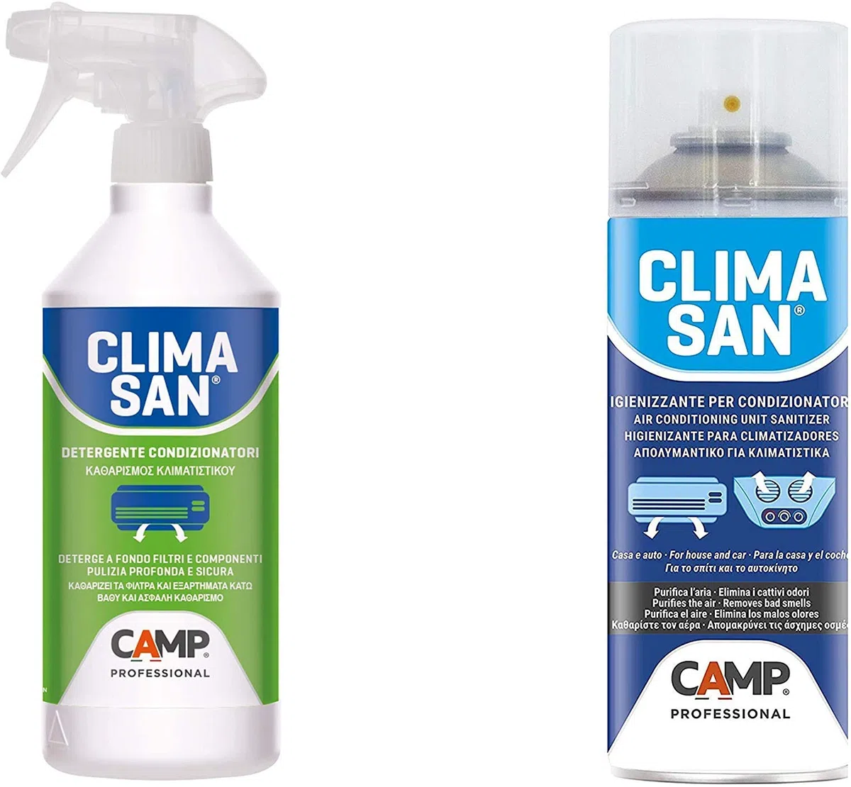 Trattamento Sanificante ed Igienizzante Completo Climatizzatori Detergente + Igienizzante Climasan Camp