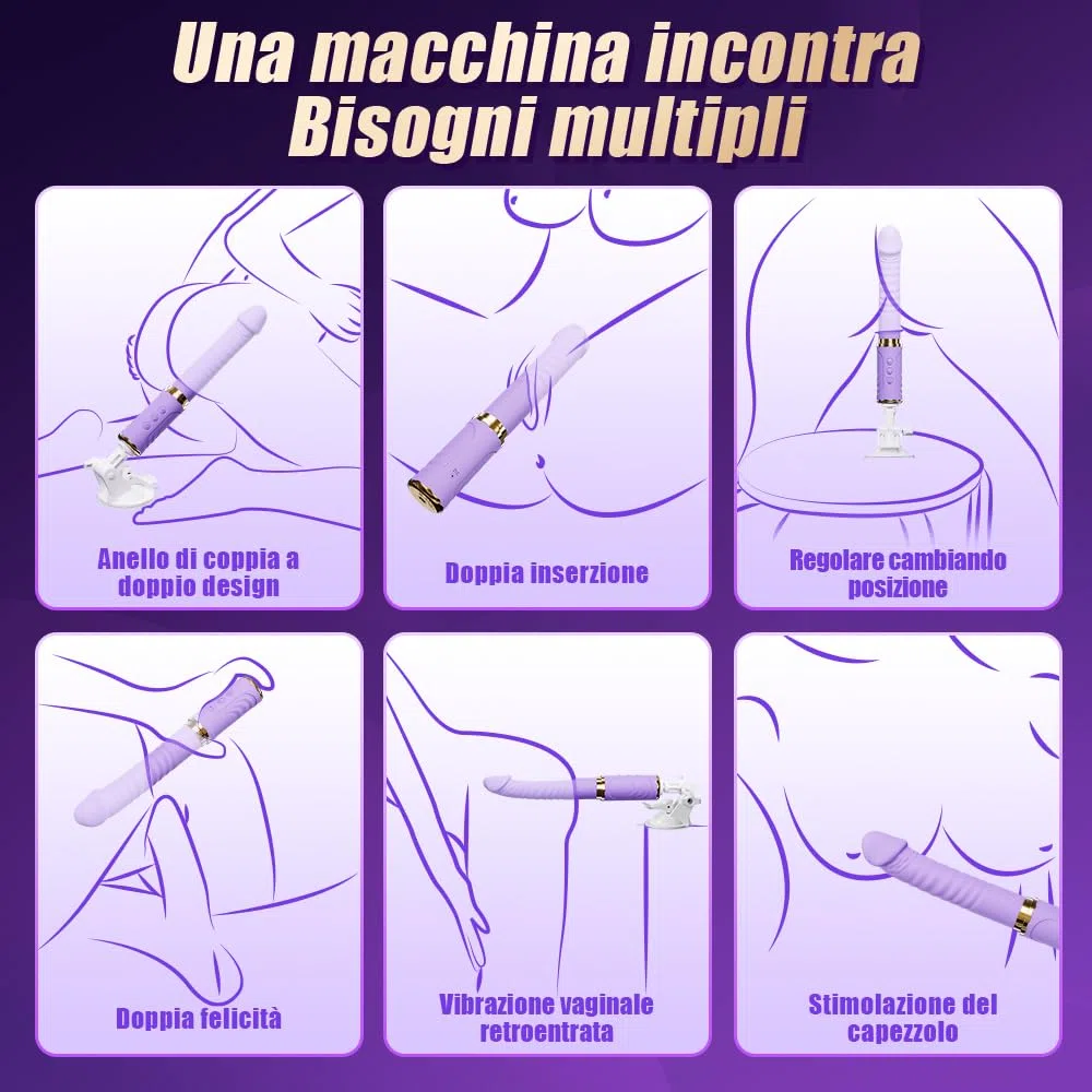 Dildo Vibratoreper Donna Professionale Giocattolo Sessuale a Mani libere Sex Toys 10 Modalità di Spinta e Vibrazione Adatto per la Stimolazione Punto G del Clitoride Anale Ventosa Rimovibile (Viola)