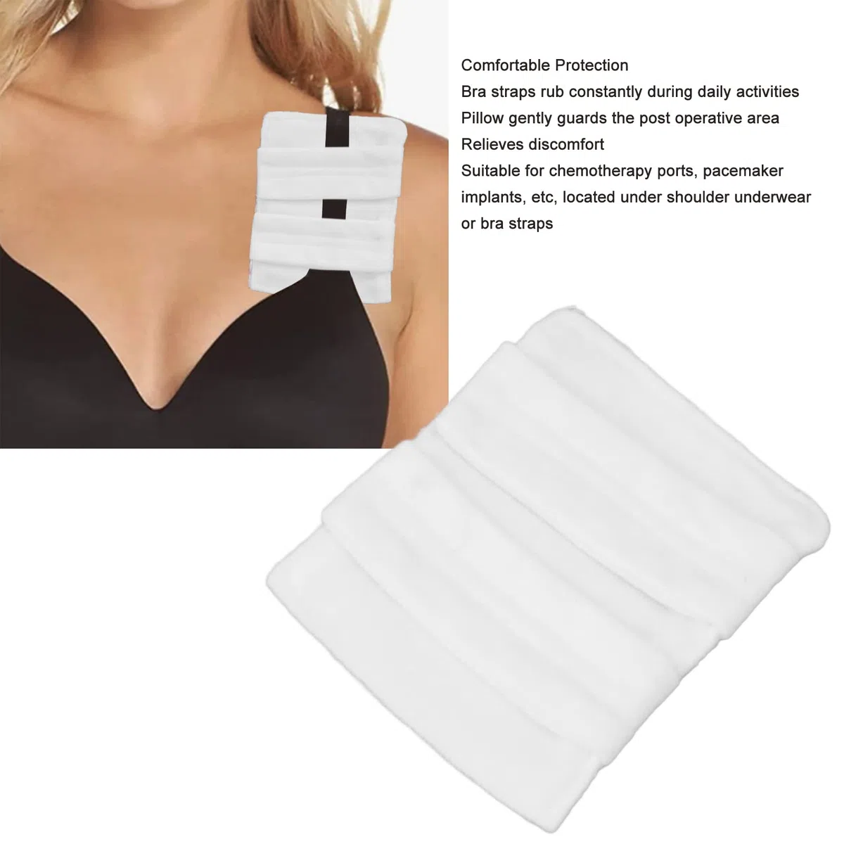 Cuscino per Porta Pacemaker, Cuscino Morbido per Prevenire lo Scivolamento del Reggiseno, Protezione per il Petto, per il Recupero del Seno Cardiaco (Bianco)