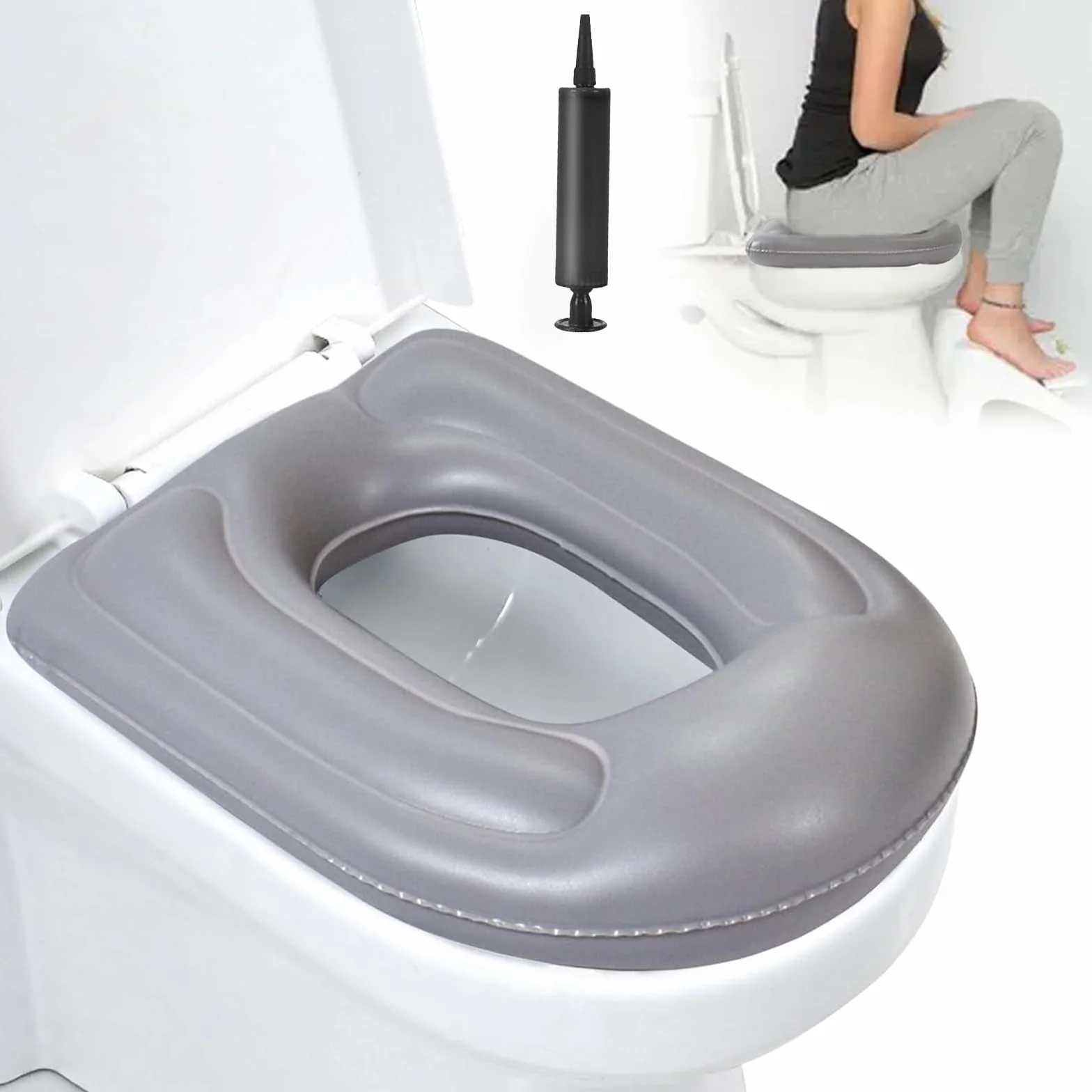 Vegena Cuscino gonfiabile per WC con ventosa, sedile WC regolabile in altezza, impermeabile, per adulti disabili anziani