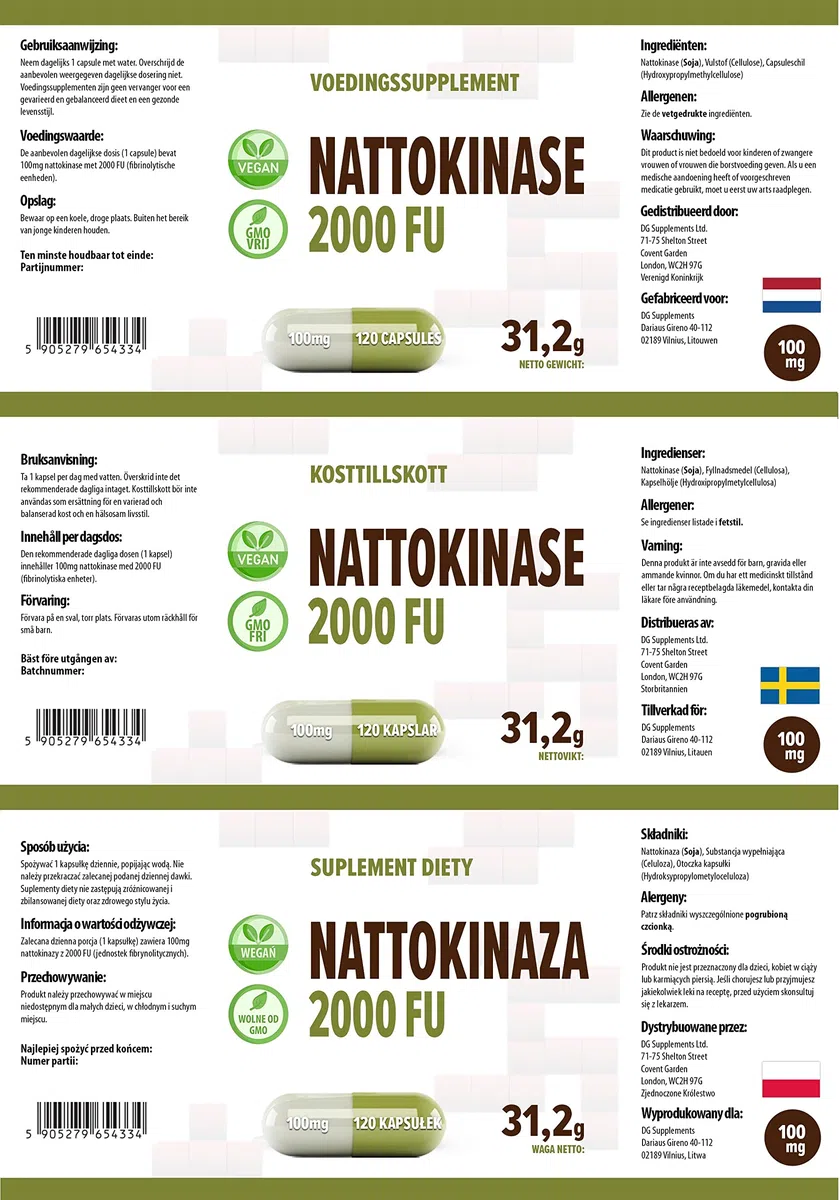 Hepatica Nattokinase | 100 mg | 20.000 FU/g | 120 capsule vegane | Nattochinasi | GMP & Testato da Laboratorio Indipendente